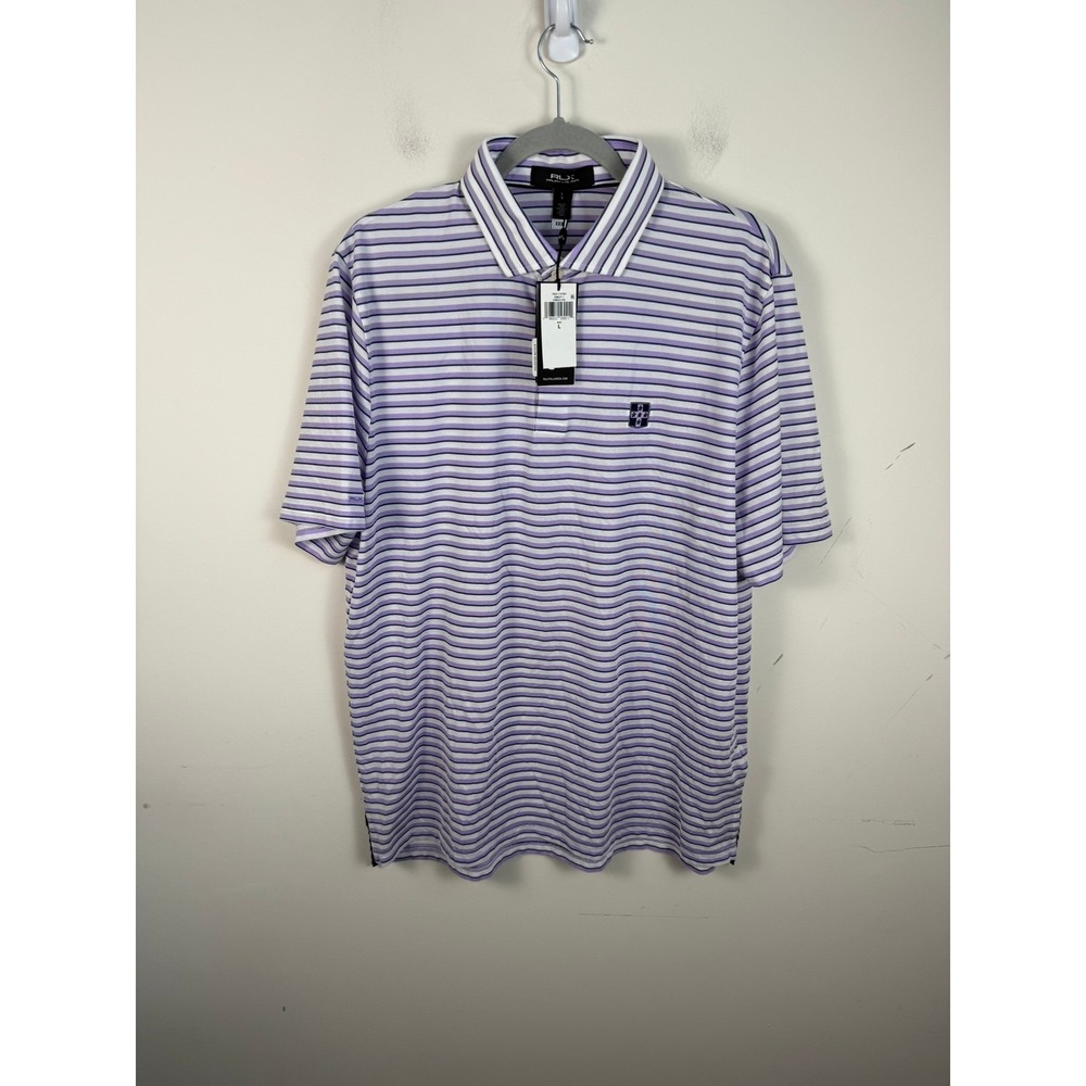 RLX Ralph Lauren Mens Purple Striped Performance Golf Polo Shirt Large New